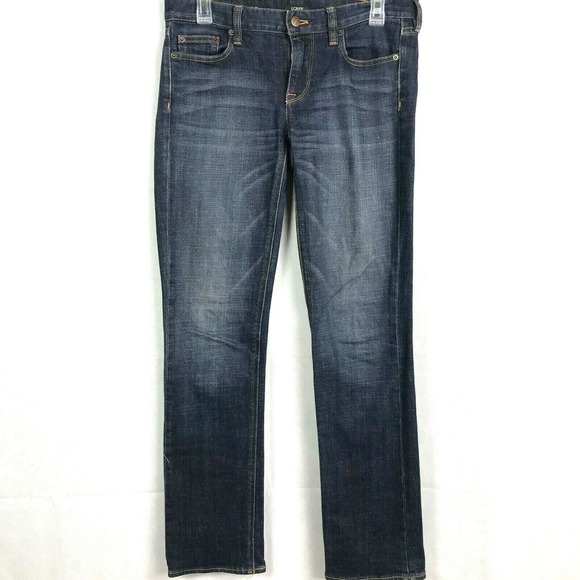 J. Crew Jeans Womens Sz 27S Short Med Wash Matchstick Stretch Straight‎ Leg - Picture 1 of 10